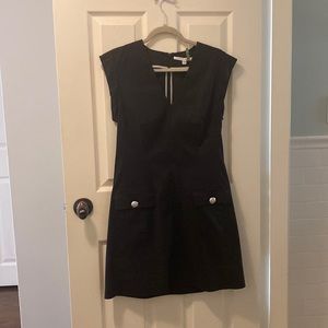 Veronica Beard v Neck Midi Length Zip Back Black Dress size 8 EUC